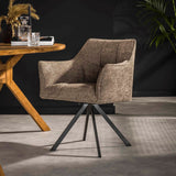 Set von 2 Esszimmerstühlen Lino Bouclé Taupe Drehbar 