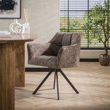 Set von 2 Esszimmerstühlen Lino Chenille Stoff Rich Taupe Drehbar 