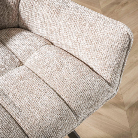 Set von 2 Esszimmerstühlen Lino Chenille Stoff Rich Sand Drehbar 