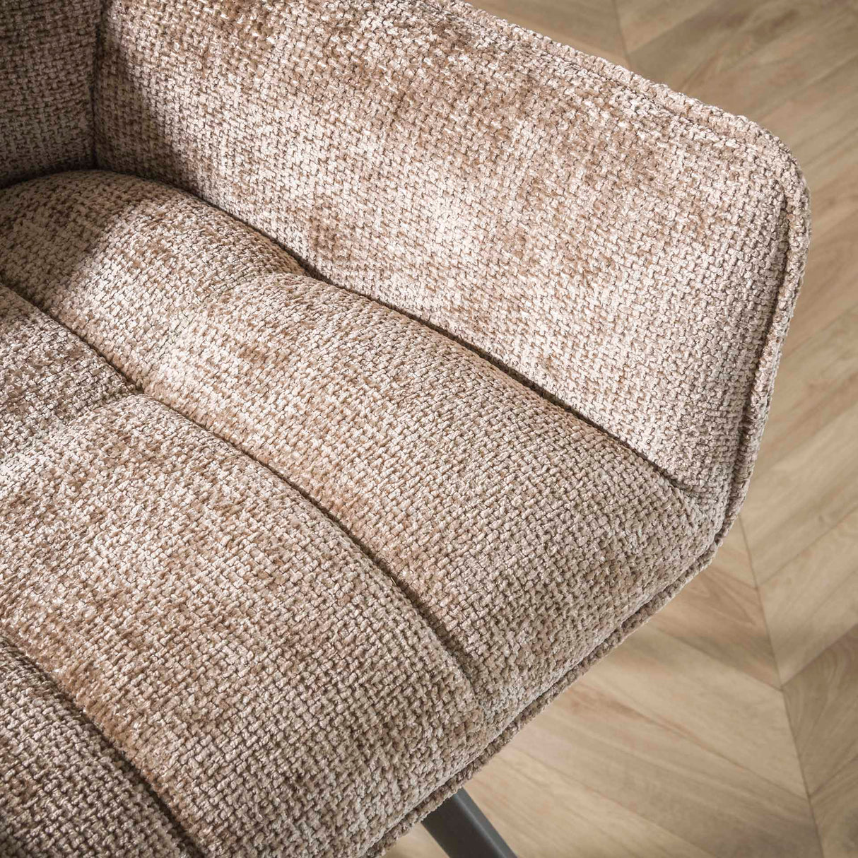 Esszimmerstuhl Lino Chenille Stoff Reicher Champagner Drehbar 