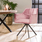 Eetkamerstoel Lino Velvet Roze Draaibaar
