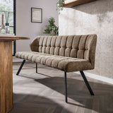 Esszimmerbank Lino Bouclé Stoff Taupe 180 cm Kariert 