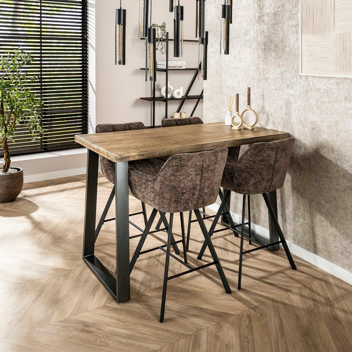 Barkruk Lino Chenille Stof Rich Taupe Draaibaar