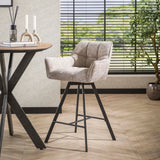 Set von 2 Barhockern Lino Chenille Stoff Rich Sand Drehbar 