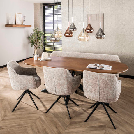 Set aus 2 Esszimmerstühlen Chia Rich Stoff Sand Drehbar 