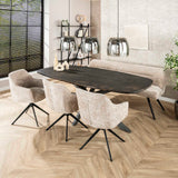 Set aus 2 Esszimmerstühlen Chia Rich Stoff Sand Drehbar 
