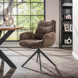 Eetkamerstoel Elite Taupe Chenille Stof Rich Draaibaar