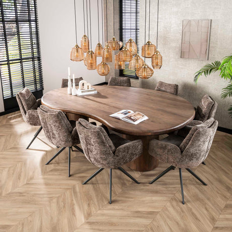 Esszimmerstuhl Elite Taupe Chenille Stoff Rich Drehbar 