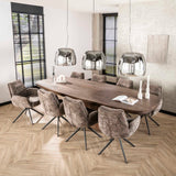Set von 2 Esszimmerstühlen Elite Taupe Chenille Stoff Rich Drehbar 