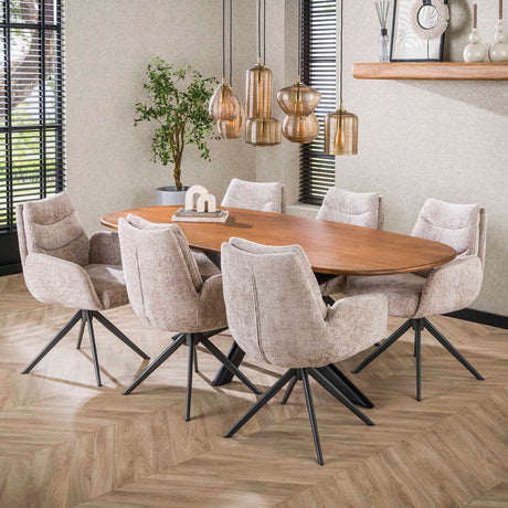 Esszimmerstuhl Elite Sand Chenille Stoff Rich Drehbar 