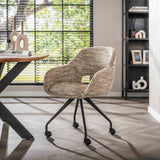 Esszimmerstuhl mit Rollen Springo drehbar Eagle Stoff Sand 