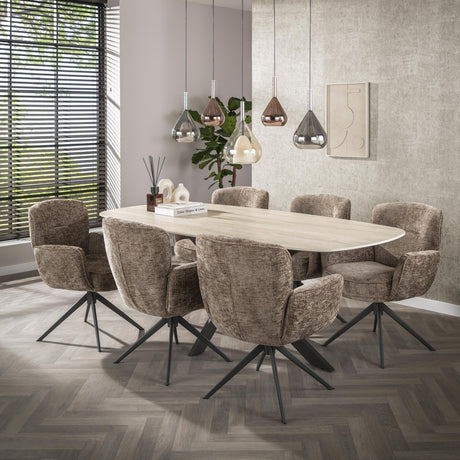 Set aus 2 drehbaren Esszimmerstühlen Milano Hoven in Champagner 