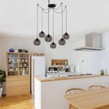 Hanglamp 6-lichts Zwart Metaal Quartz