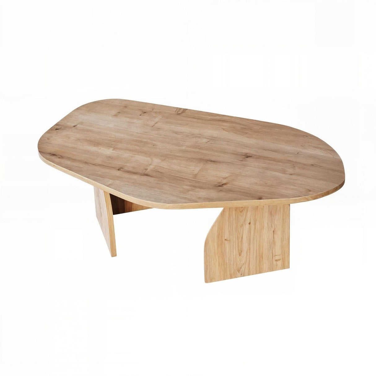 Couchtisch Rock in Saphir-Eiche-Optik oval. Melaminharzbeschichteter Holzverbundstoff