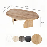 Couchtisch Rock in Saphir-Eiche-Optik oval. Melaminharzbeschichteter Holzverbundstoff
