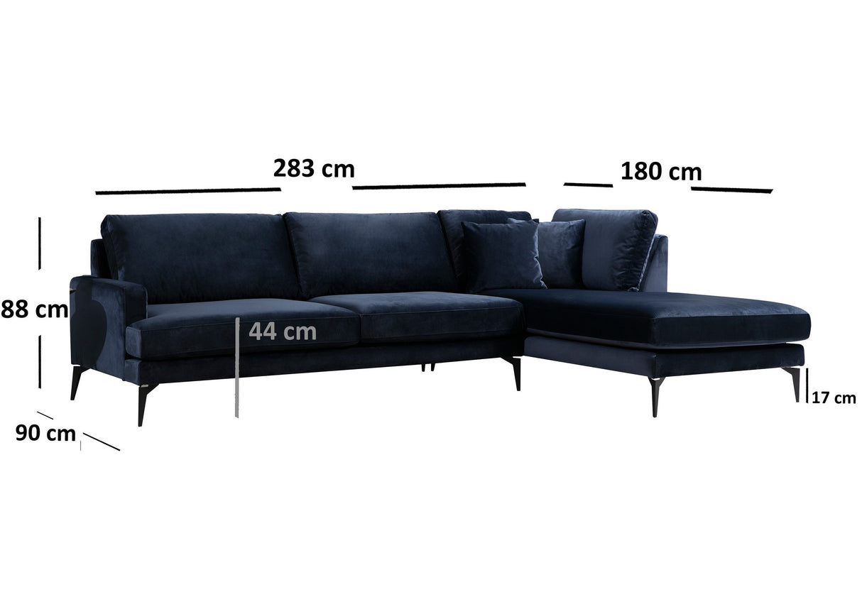 Ecksofa rechts Papira Marineblau