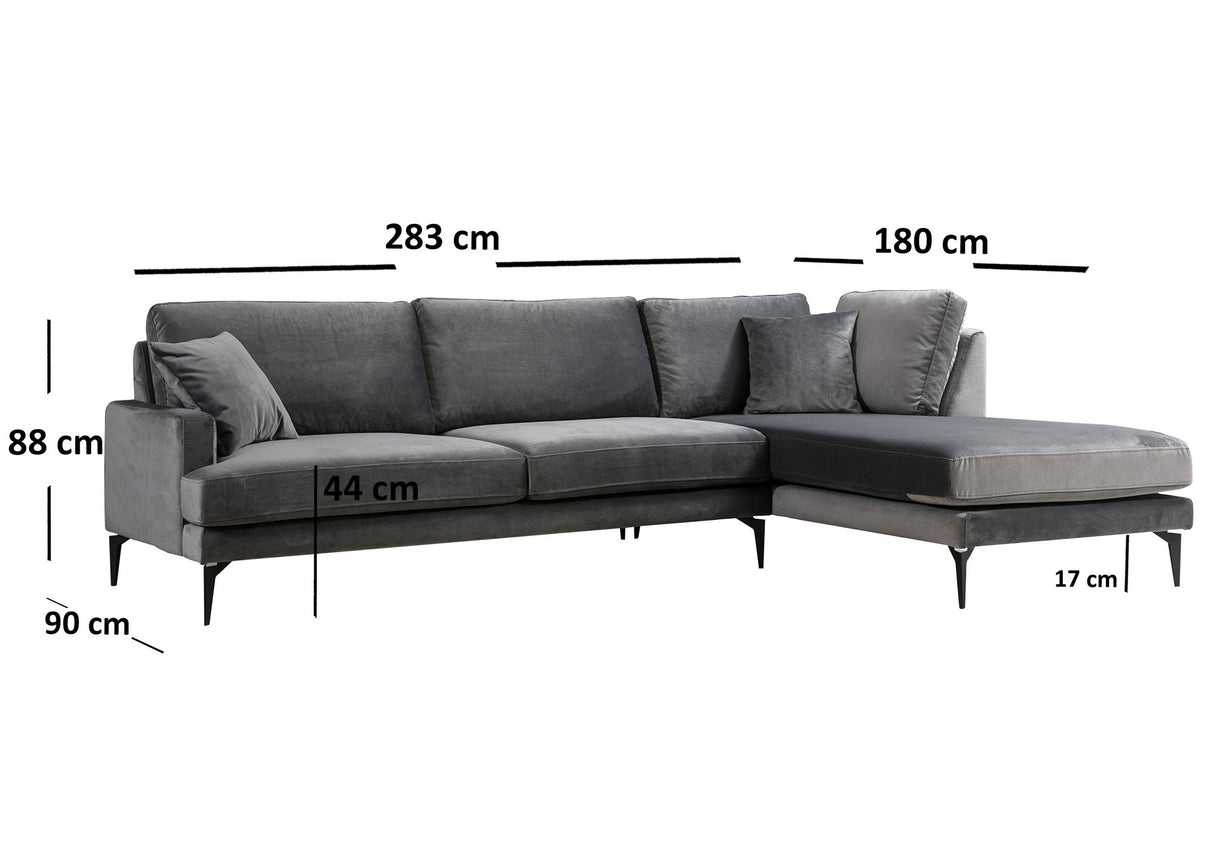 Ecksofa rechts Papira Anthrazit