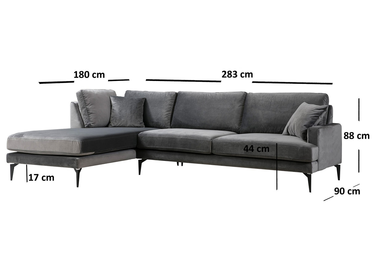 Ecksofa links Papira Anthrazit