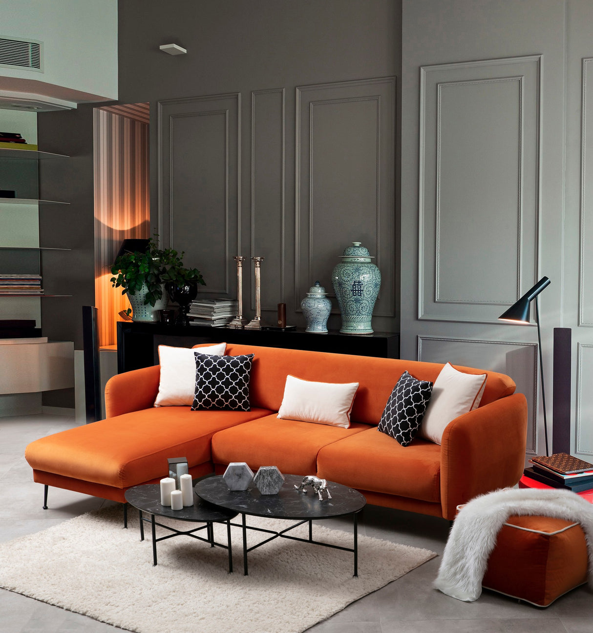 Ecksofa mit Schlaffunktion Links Sevilla Orange