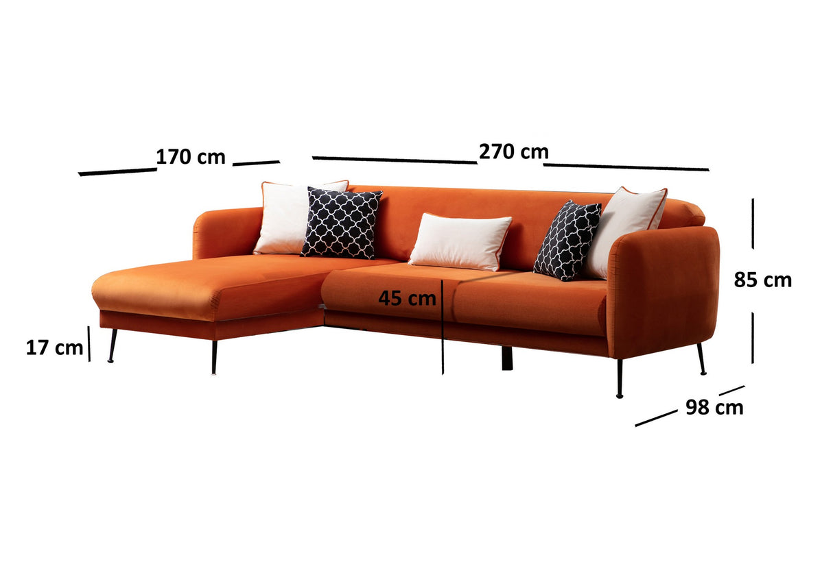 Ecksofa mit Schlaffunktion Links Sevilla Orange