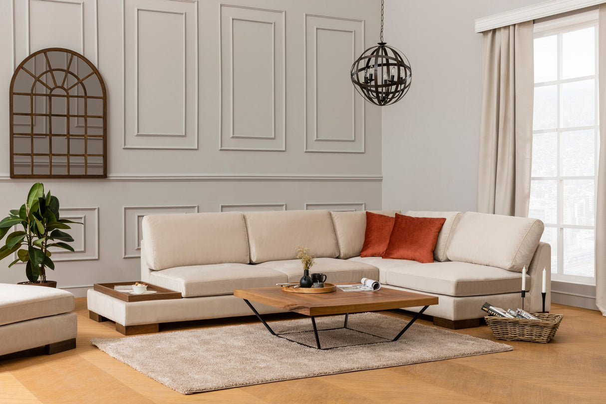 Rechtes Ecksofa Tulip Beige