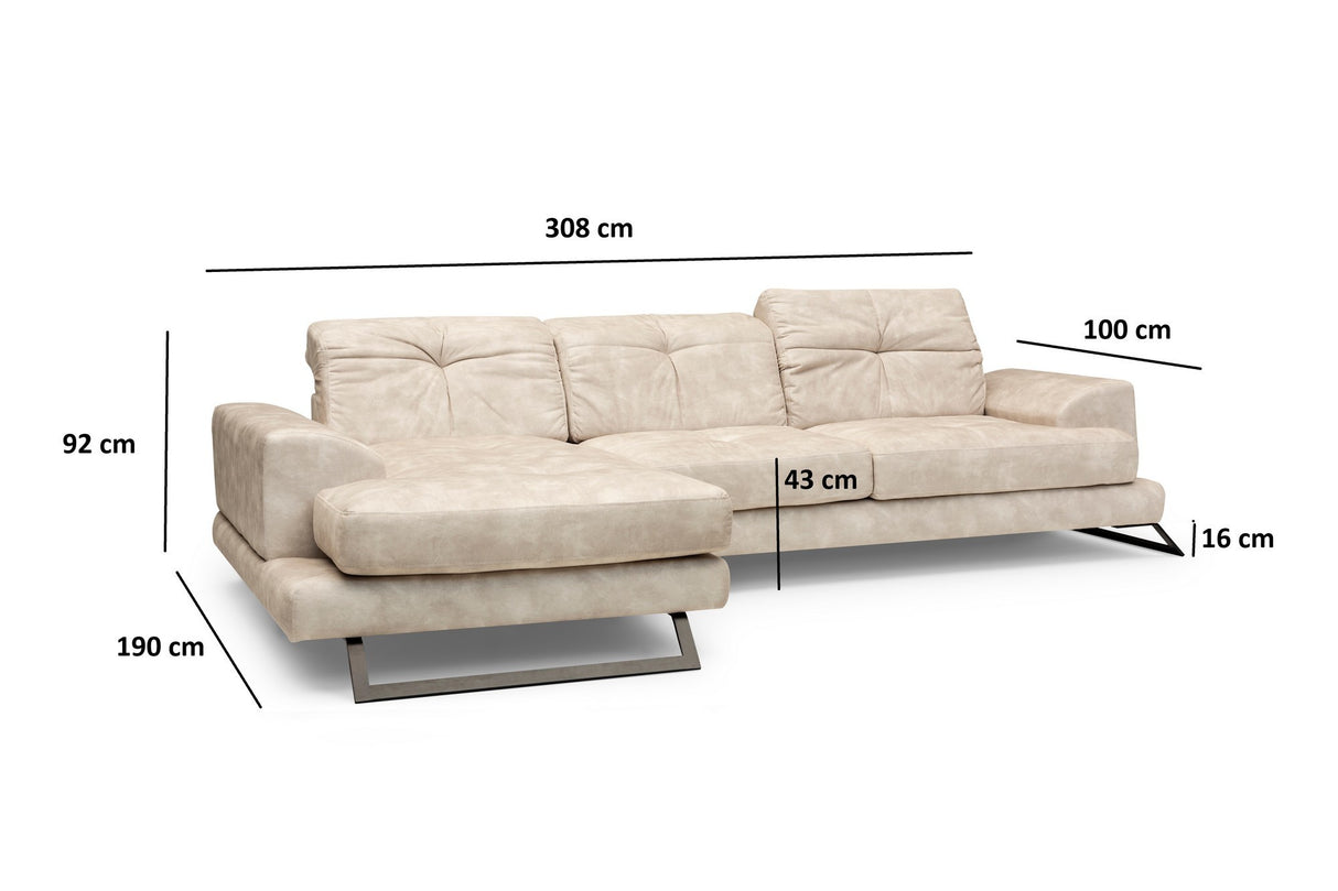 Ecksofa links Frido Beige