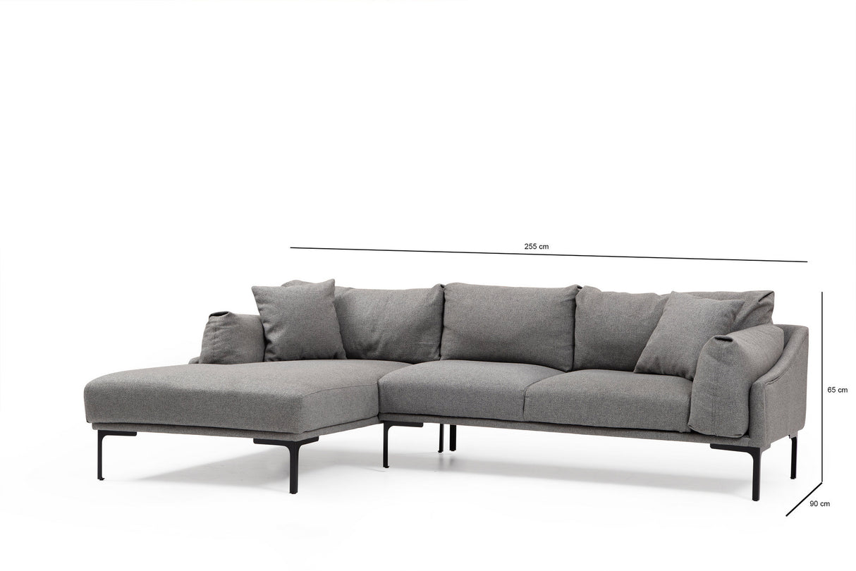 Ecksofa links Leo Grey