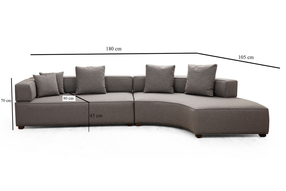 Rechtes Ecksofa Gondol Grey