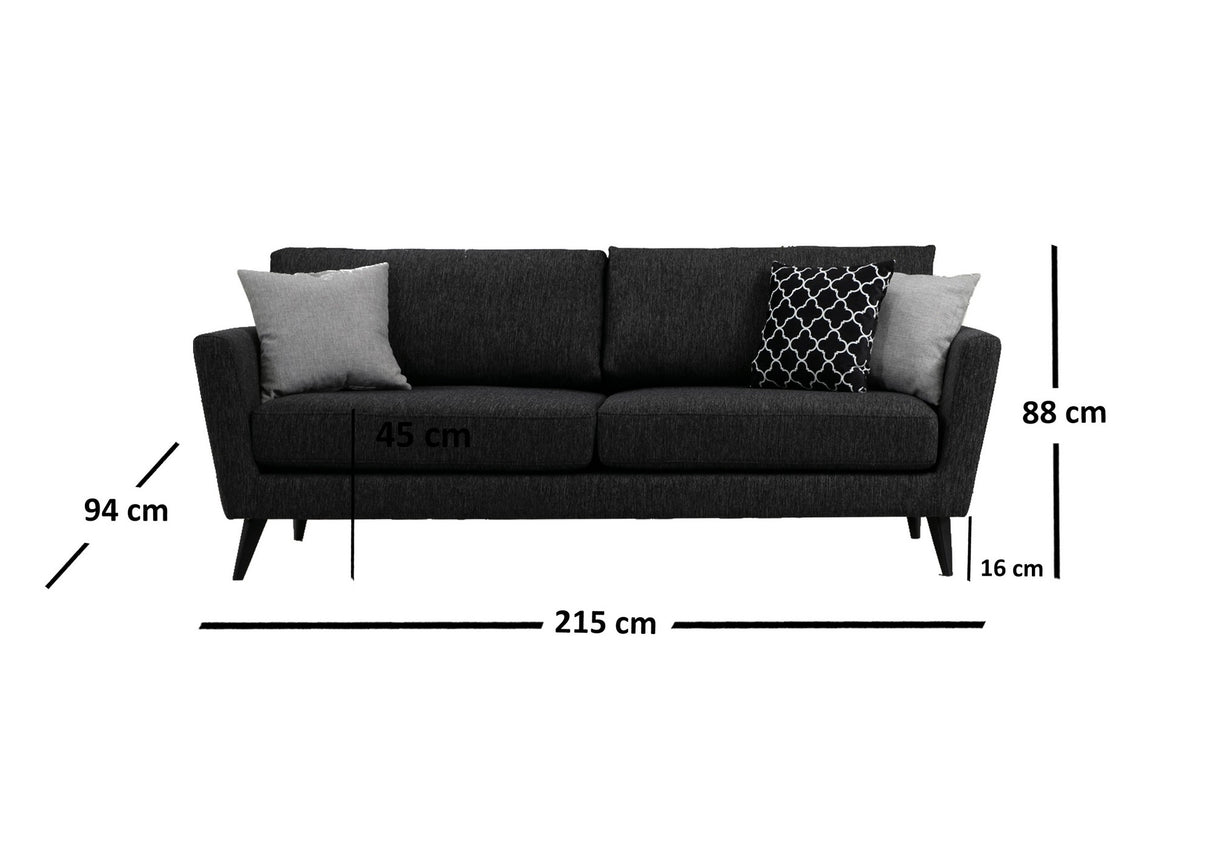 3-Sitzer-Sofa Mayorka Dunkelgrau