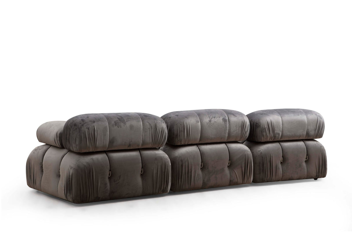 Modulares Sofa 3-Sitzer mit Hocker Bubble Velvet Grey