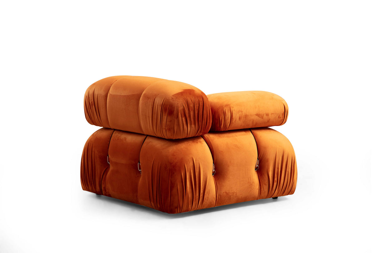 Modular Bank 3-Sitzer mit Hocker Bubble Velvet Oranje