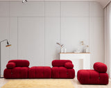 Modulare Bank 3sitzer mit Hocker Bubble Velvet Red