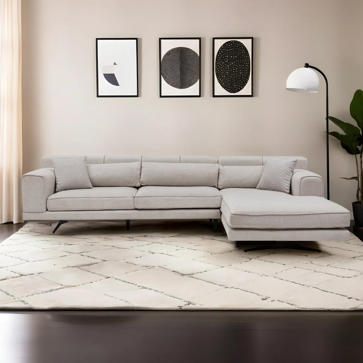 Rechtes Ecksofa Jivago Beige