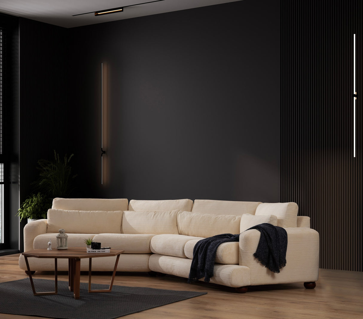 4-Sitzer-Sofa rechts River Beige