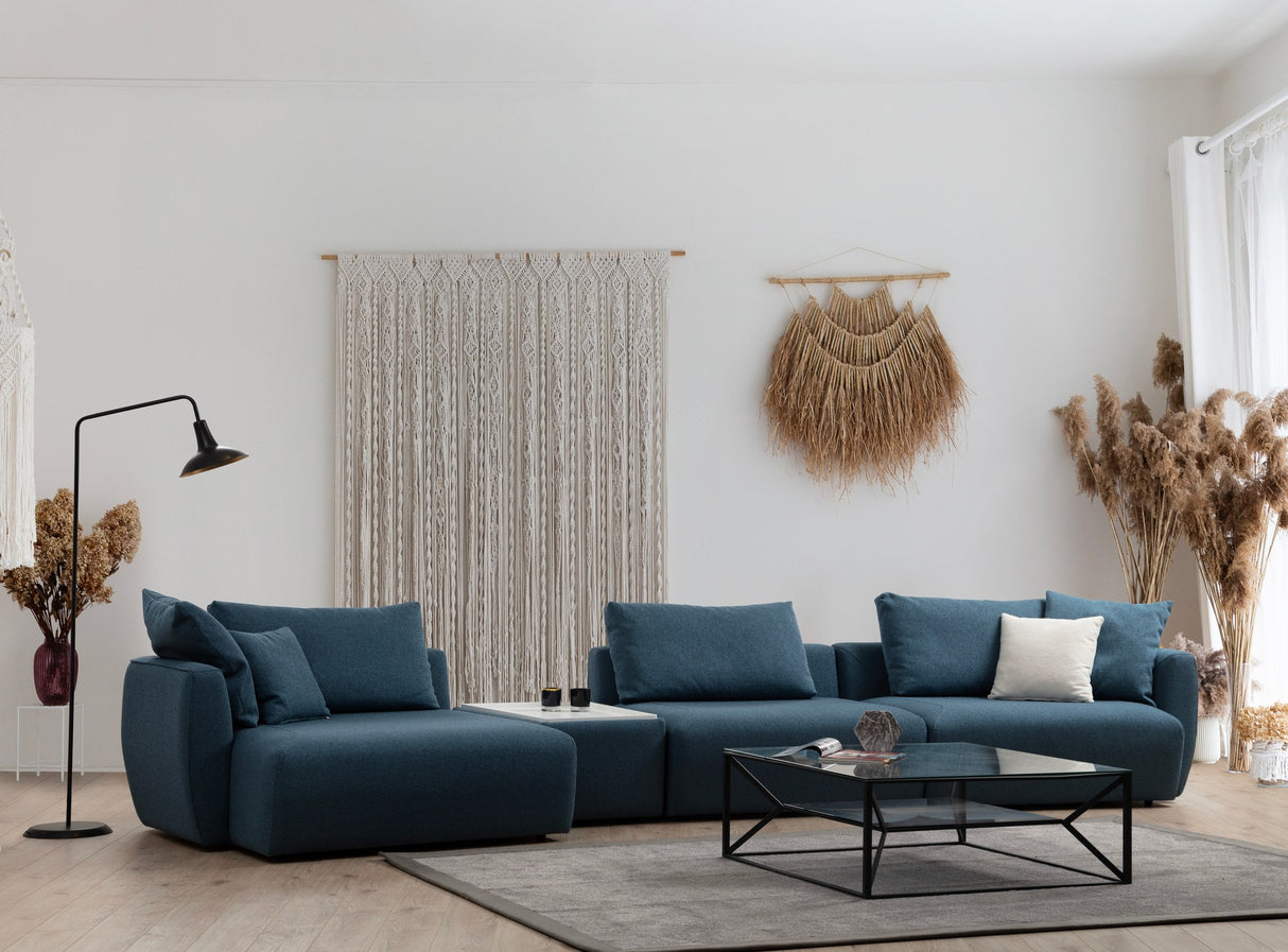 Ecksofa links Maya Blau