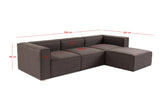 Modulares Sofa 3-Sitzer mit Hocker-Foren dunkelbraun