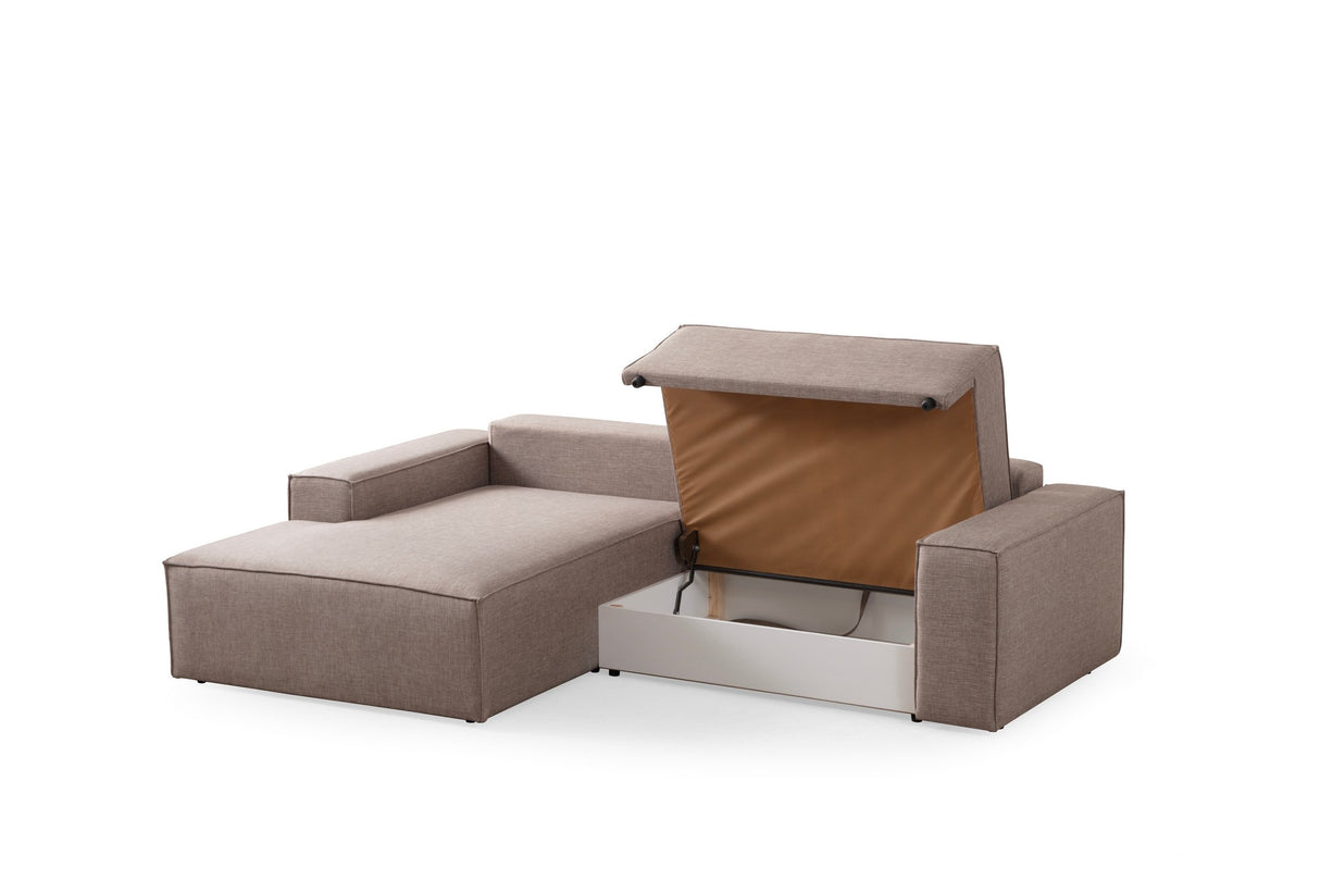 Ecksofa mit Schlaffunktion Links Pirlo Brown