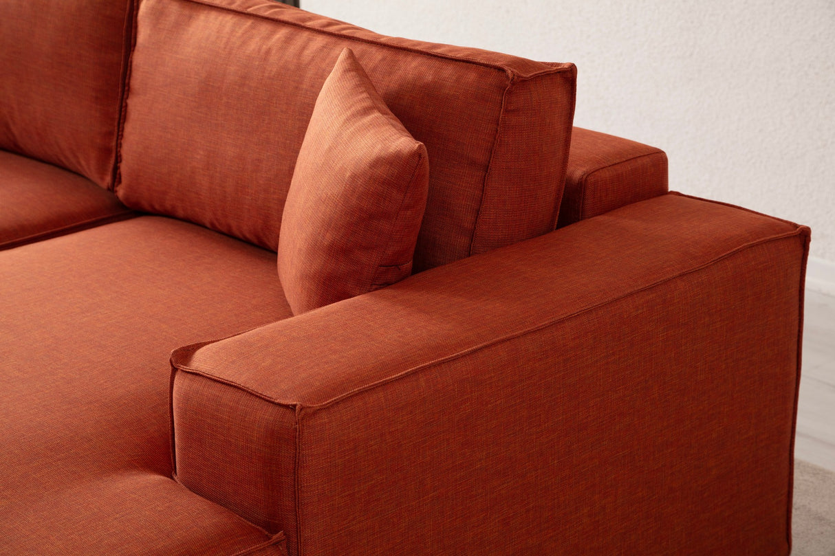 Ecksofa mit Schlaffunktion rechts Pirlo Orange