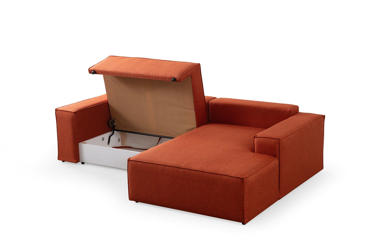 Ecksofa mit Schlaffunktion rechts Pirlo Orange