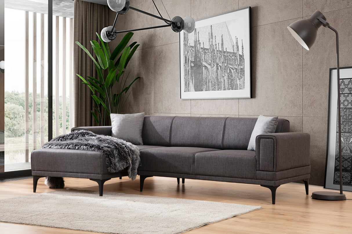 Ecksofa mit Schlaffunktion Left Horizon Dark Grey