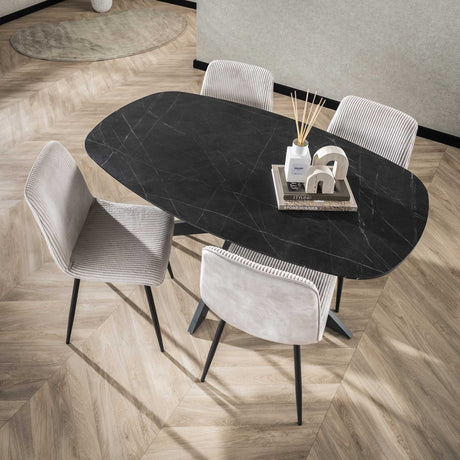 Eettafel Mysha Deens ovaal melamine zwart 150x90 cm