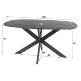 Eettafel Mysha Deens ovaal melamine zwart 150x90 cm