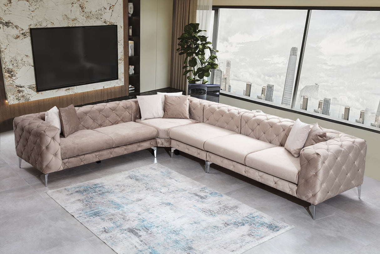 Ecksofa links Como Beige