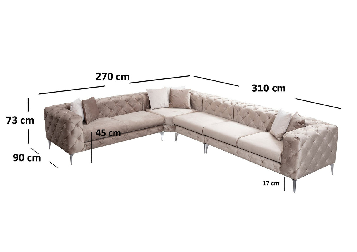 Ecksofa links Como Beige