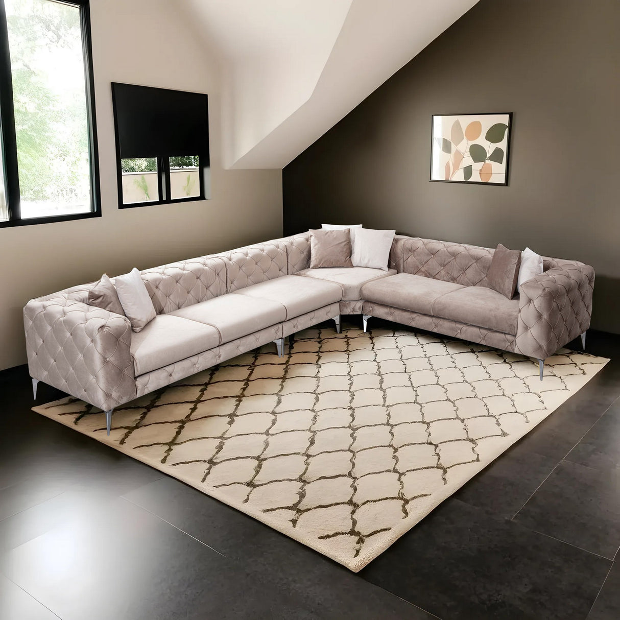 Rechtes Ecksofa Como Beige