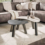 Dune Couchtisch-Set aus organischer Keramik Travertin, Set mit 2 