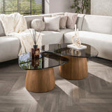 Set aus 2 Marea dreieckigen Couchtischen aus Bronze und Glas, 91x71 cm 