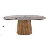 Dänischer ovaler Esstisch, braunes Rauchglas-Gestell in Eichenoptik, Thor 180 cm