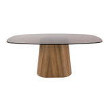 Dänischer ovaler Esstisch, braunes Rauchglas-Gestell in Eichenoptik, Thor 180 cm