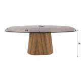 Dänischer ovaler Esstisch mit braunem Rauchglas-Gestell in Eichenoptik Thor 215 cm